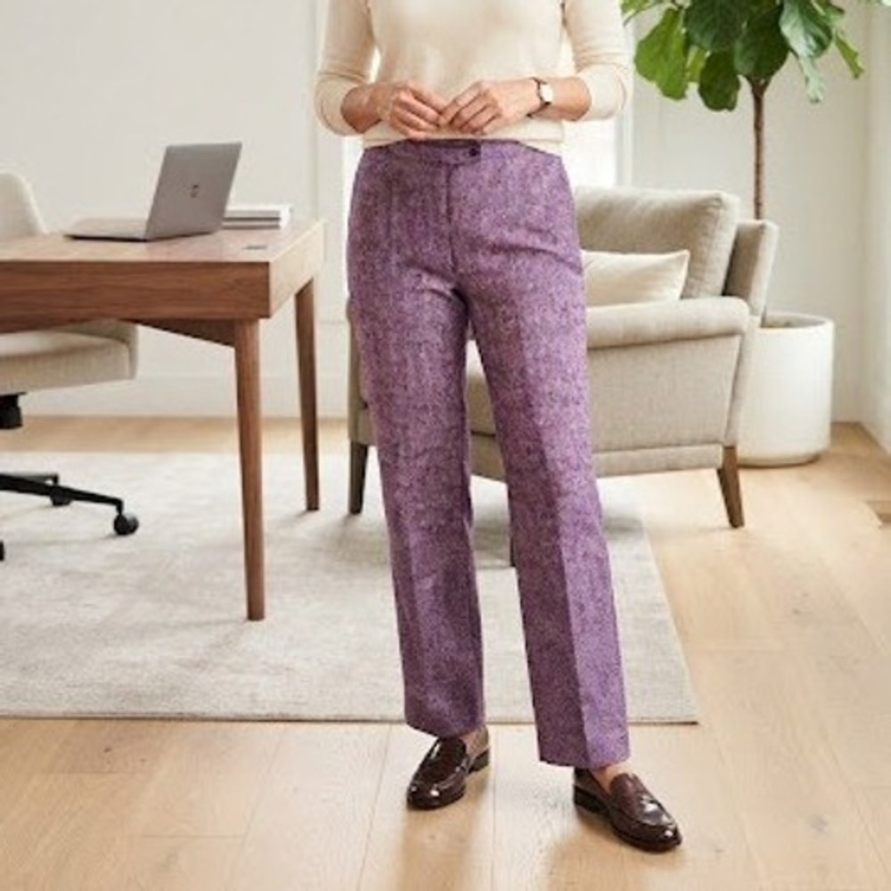 Sag Harbor Womens Purple Textured Straight Leg Pants High Rise 16 Officecore